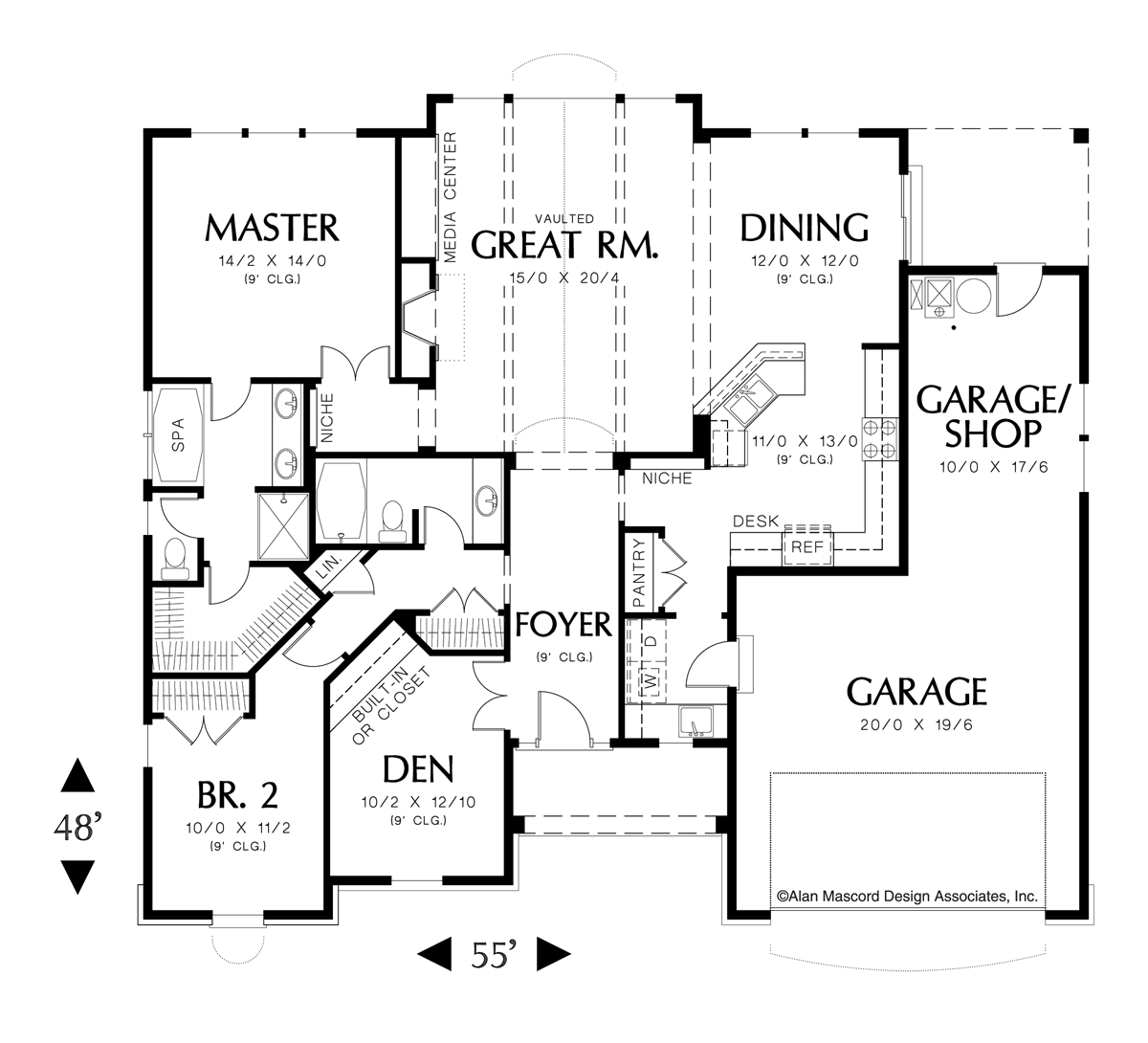 Main Floor Plan for Mascord House Plan 1149 - The Hayword