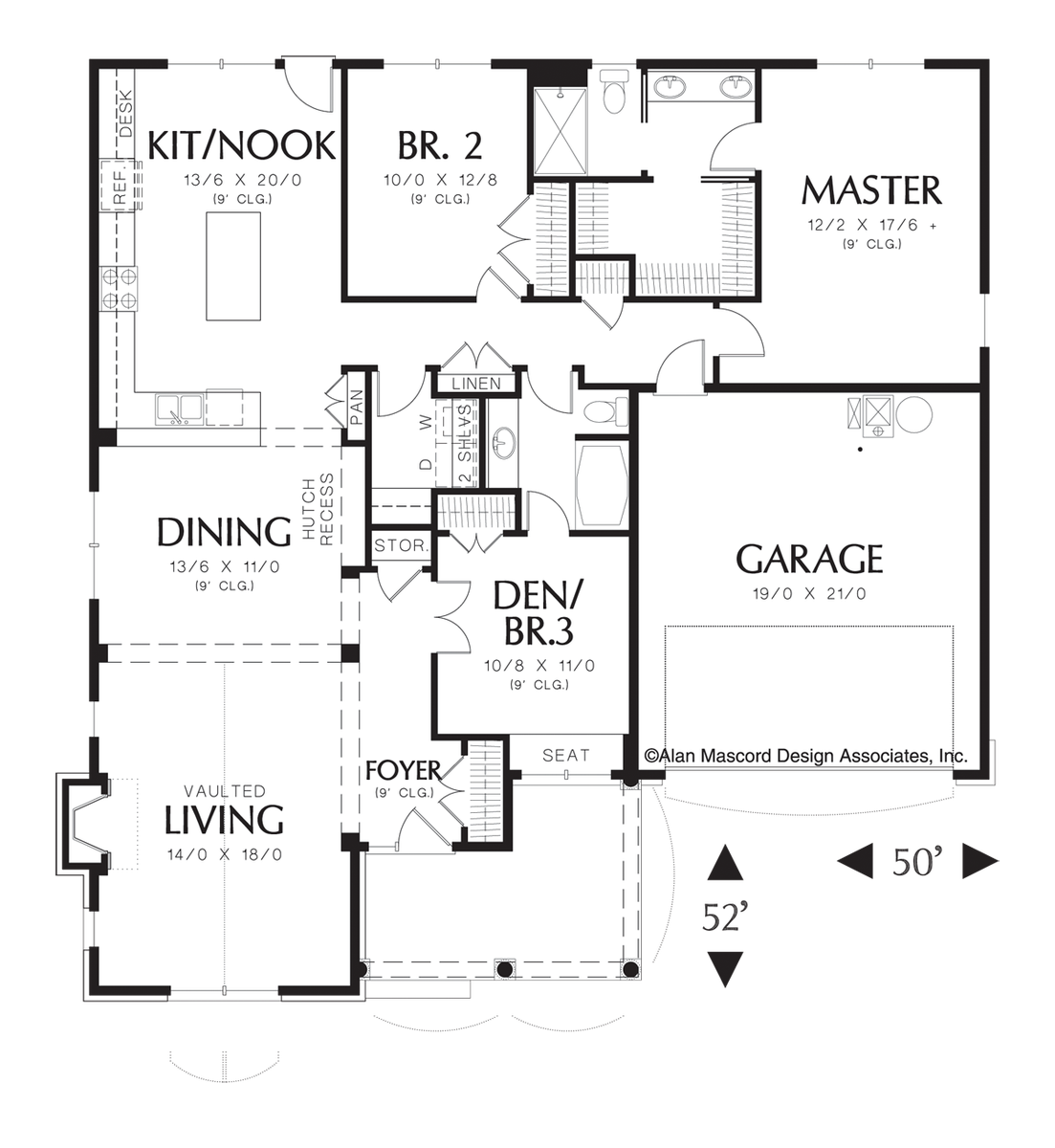 Main Floor Plan for Mascord House Plan 1153 - The Odell