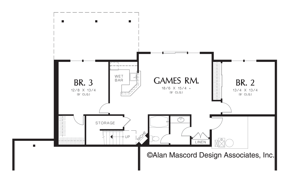 Lower Floor Plan for Mascord House Plan 1201GD - The Arlington