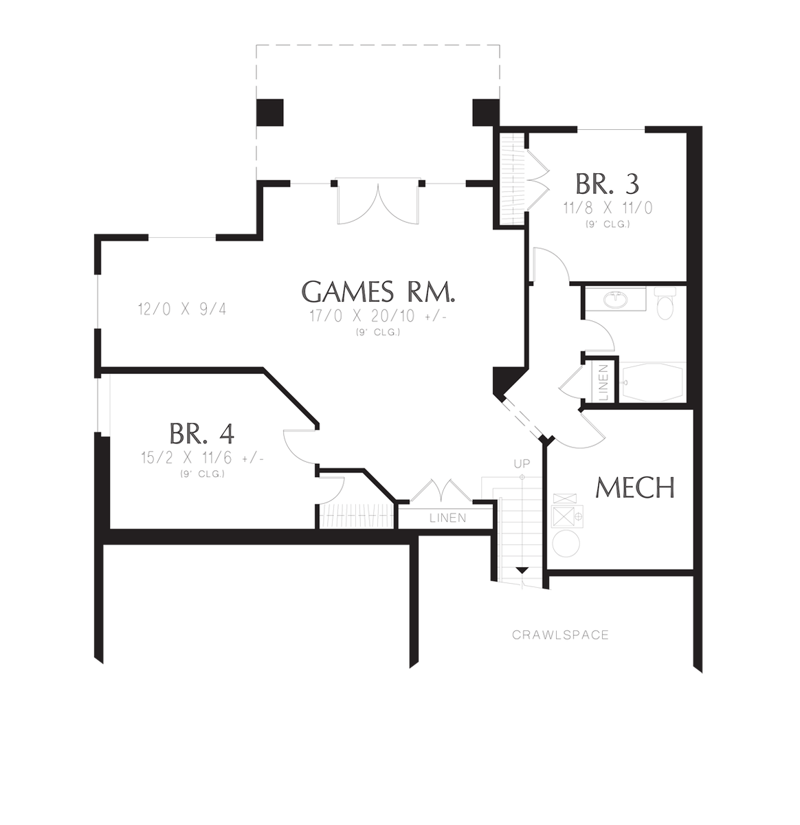 Lower Floor Plan for Mascord House Plan 1221CC - The Newmarket