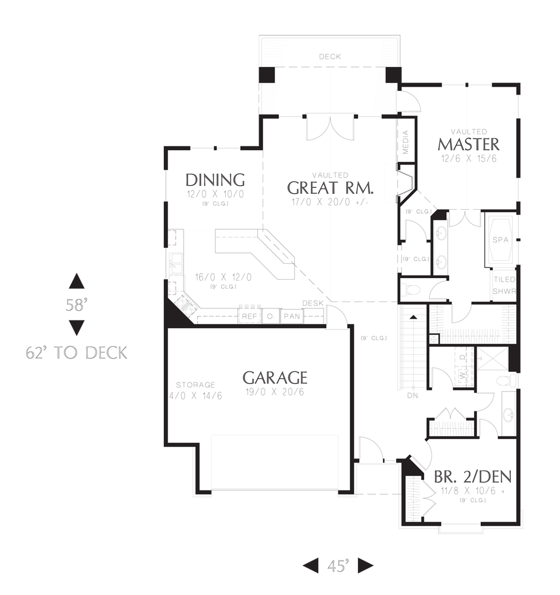 Main Floor Plan for Mascord House Plan 1221CC - The Newmarket