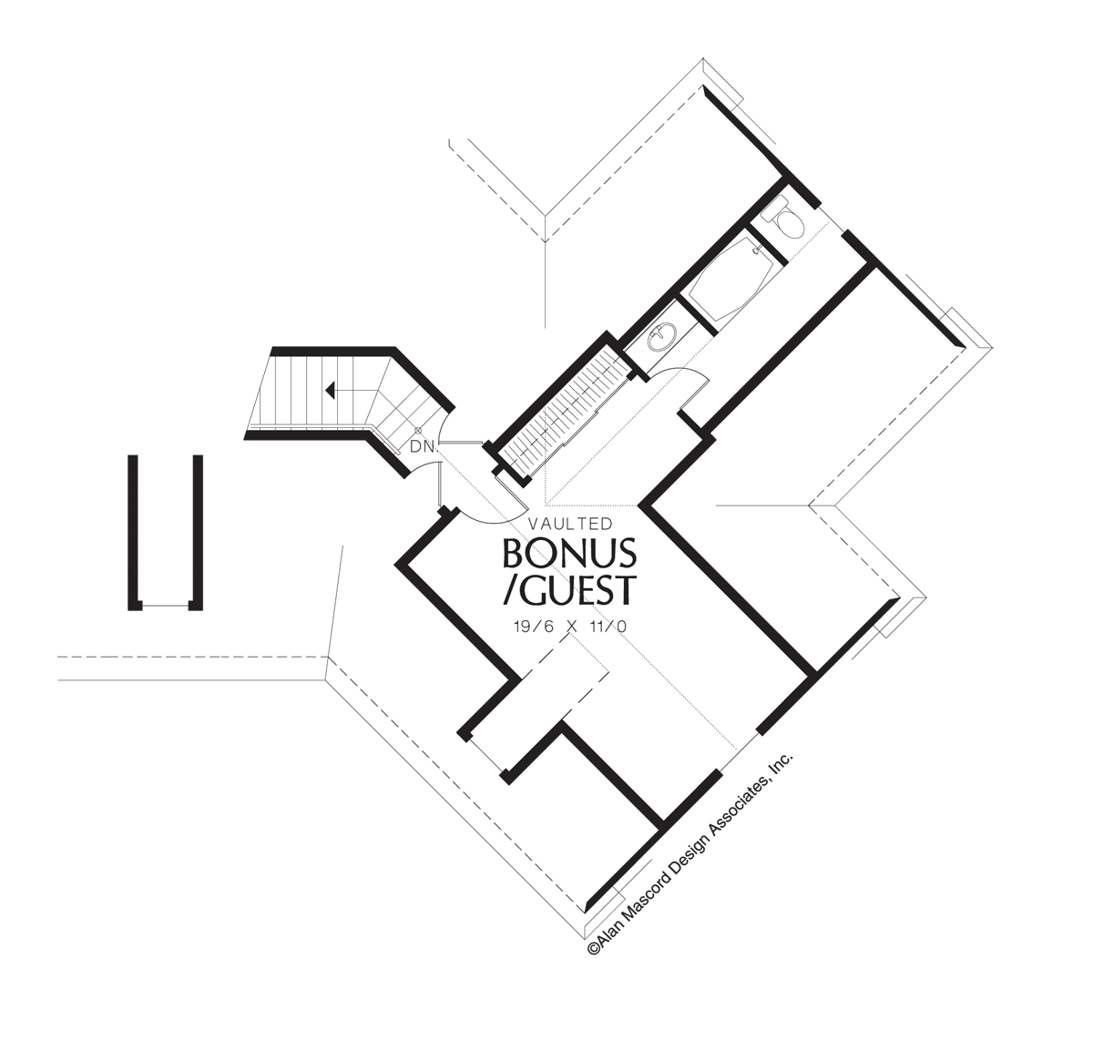 Upper Floor Plan for Mascord House Plan 1233 - The Cainsville