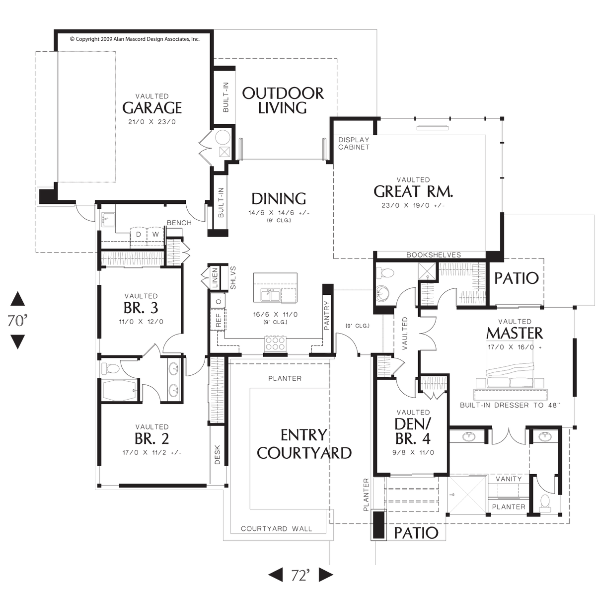 Main Floor Plan for Mascord House Plan 1243 - The Hamburg