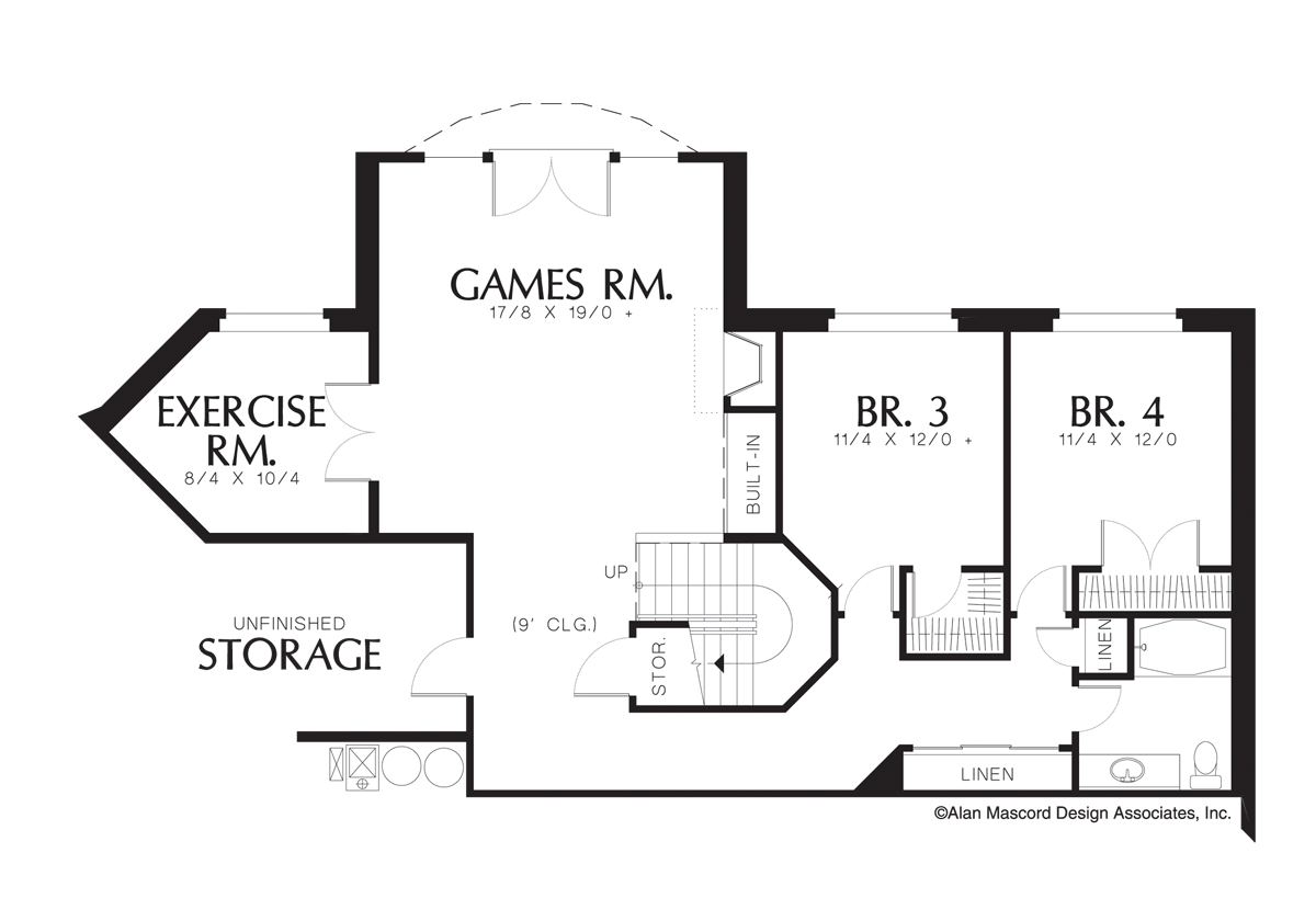 Lower Floor Plan for Mascord House Plan 1308B - The Doland