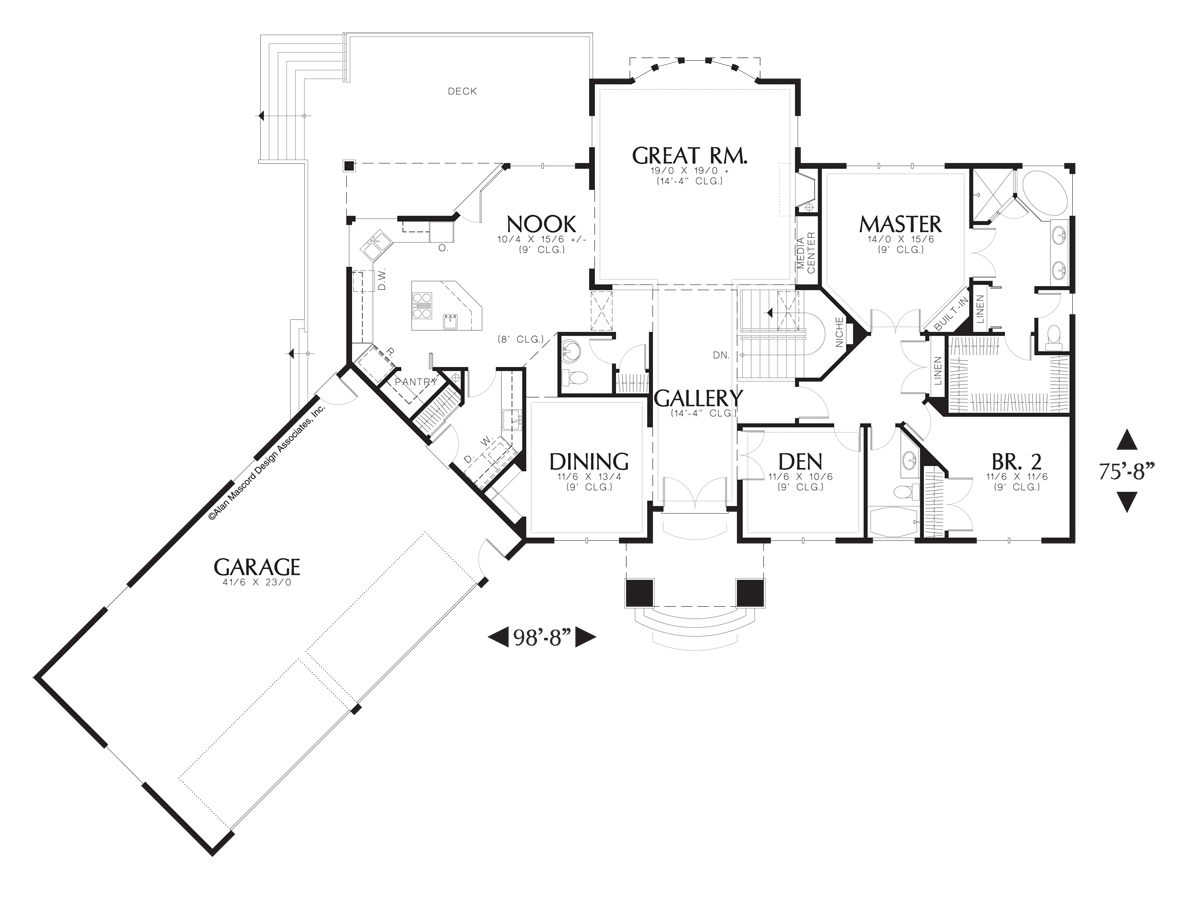 Main Floor Plan for Mascord House Plan 1308B - The Doland