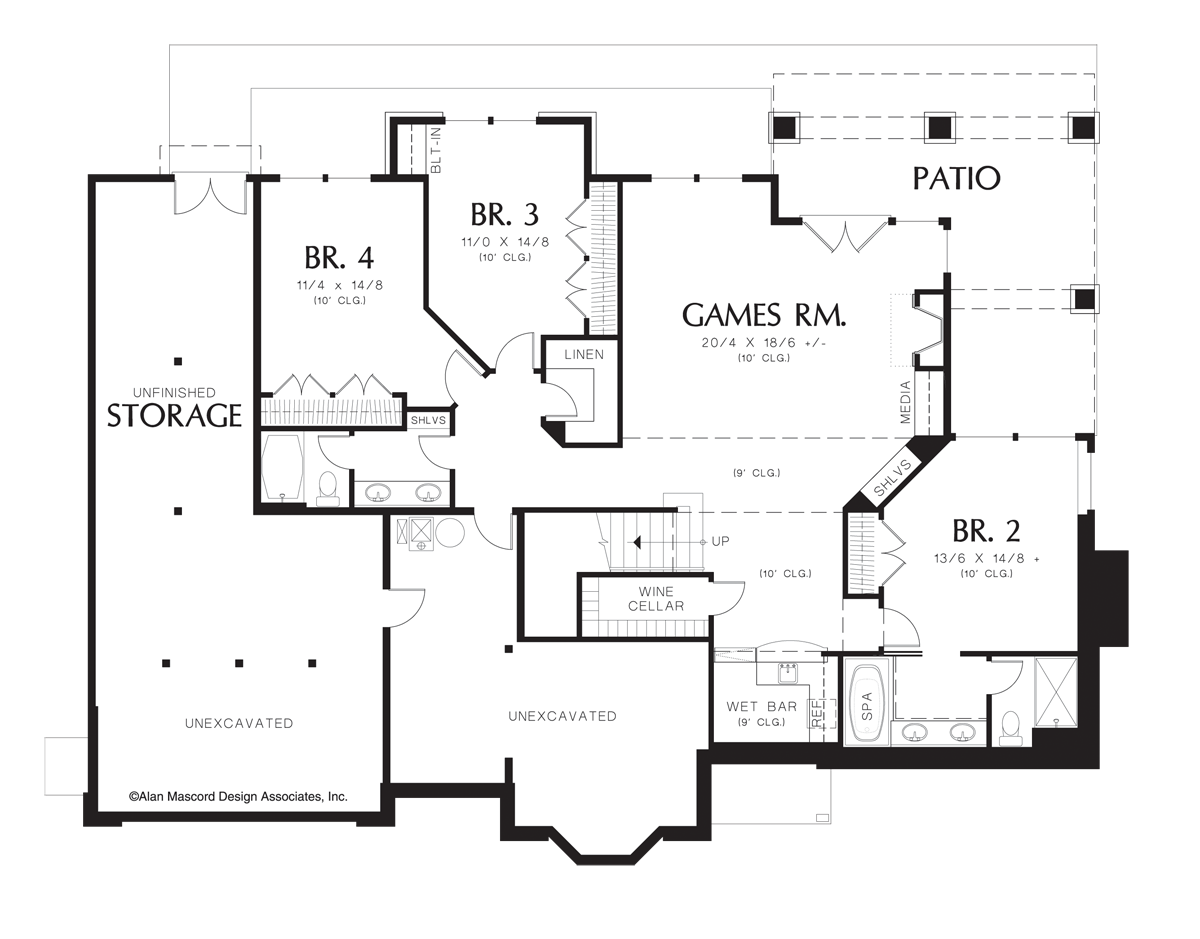 Lower Floor Plan for Mascord House Plan 1319A - The Jennings