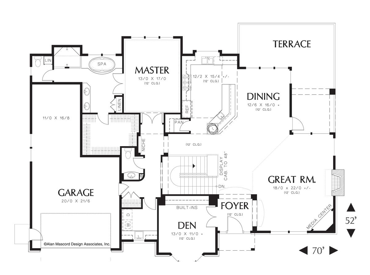 Main Floor Plan for Mascord House Plan 1319A - The Jennings
