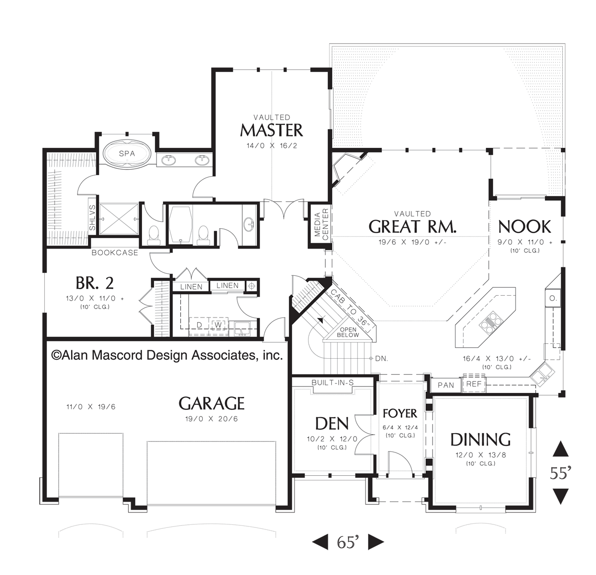 Main Floor Plan for Mascord House Plan 1320 - The Granseth