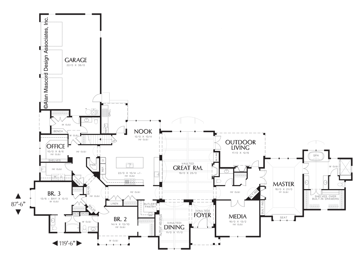 Main Floor Plan for Mascord House Plan 1322 - The Leewright