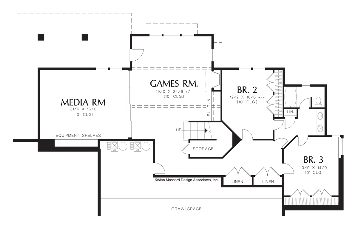 Lower Floor Plan for Mascord House Plan 1406 - The Holdsworth