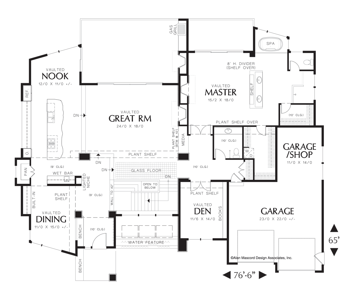 Main Floor Plan for Mascord House Plan 1410 - The Norcutt