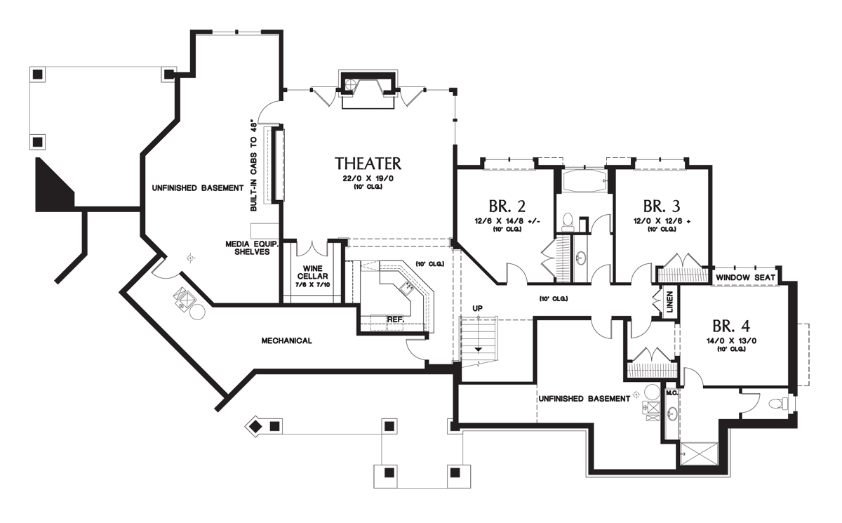 Lower Floor Plan for Mascord House Plan 1411 - The Tasseler