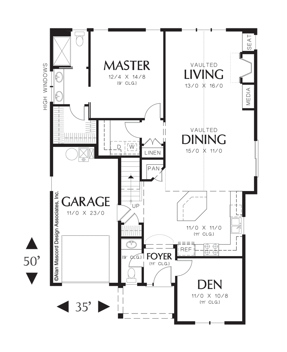 Main Floor Plan for Mascord House Plan 21105 - The Sherwood