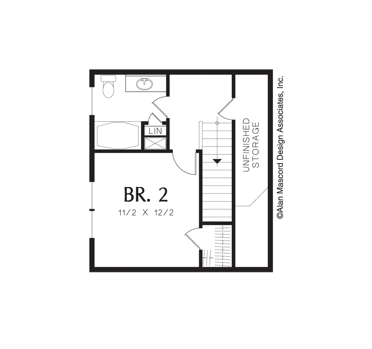 Upper Floor Plan for Mascord House Plan 21105 - The Sherwood