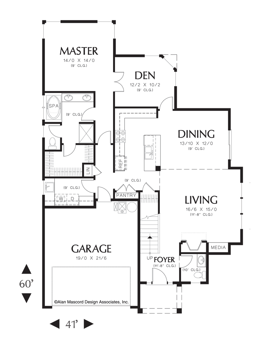 Main Floor Plan for Mascord House Plan 21106 - The Richmond