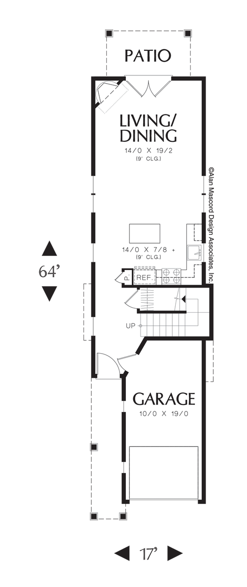 Main Floor Plan for Mascord House Plan 21109 - The Blairstown