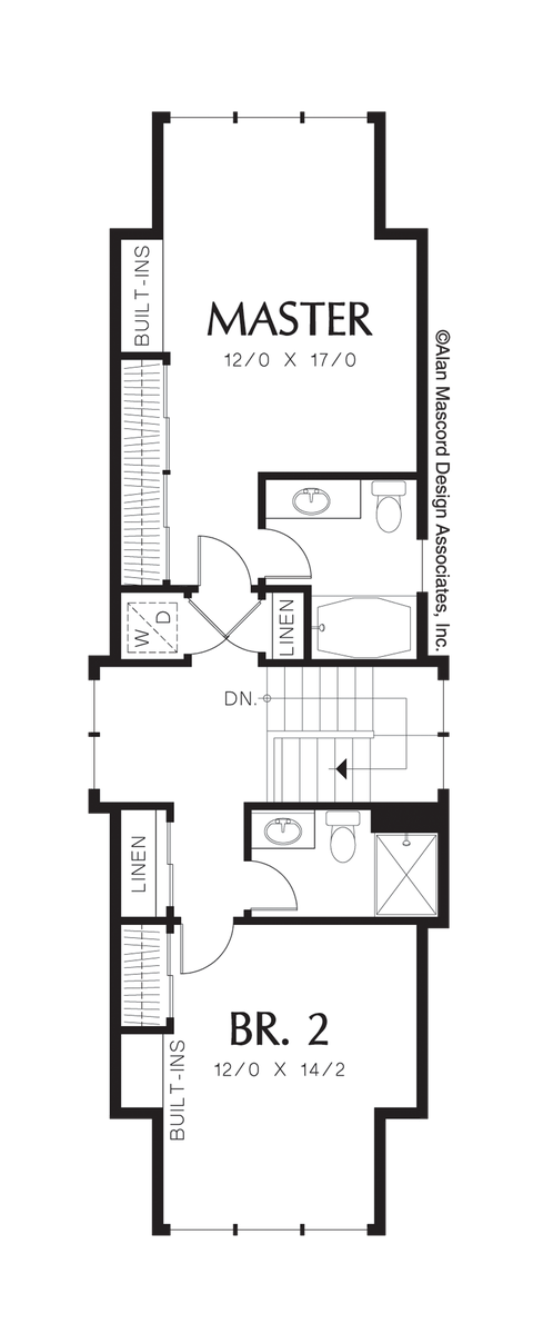 Upper Floor Plan for Mascord House Plan 21109 - The Blairstown
