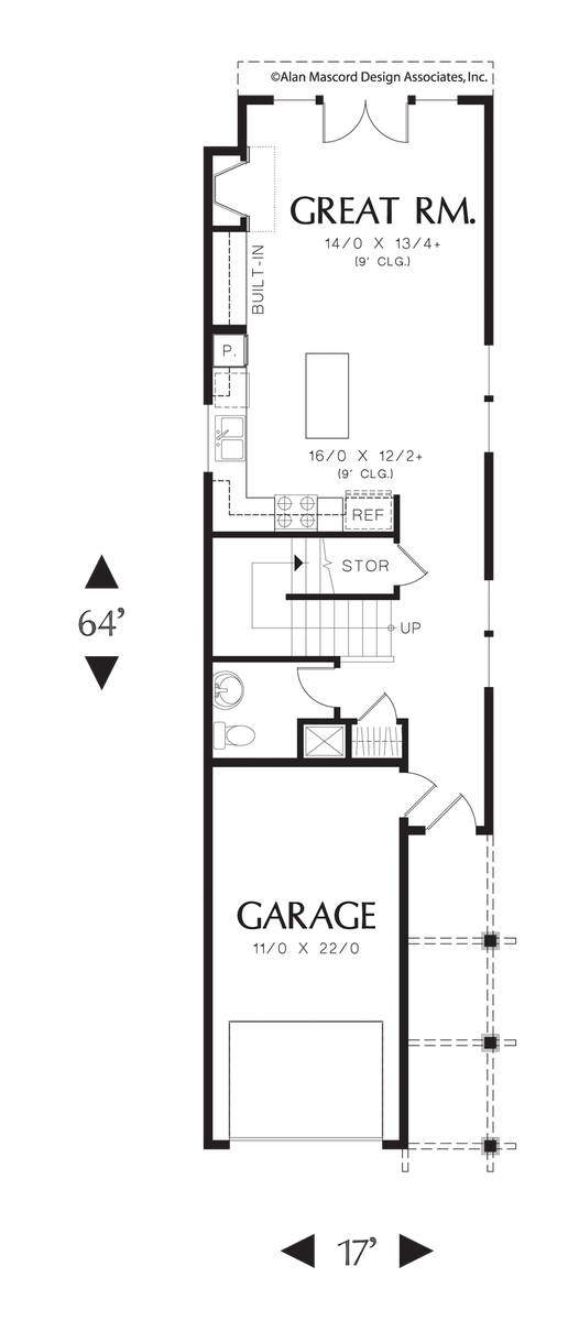 Main Floor Plan for Mascord House Plan 21110 - The Gentry