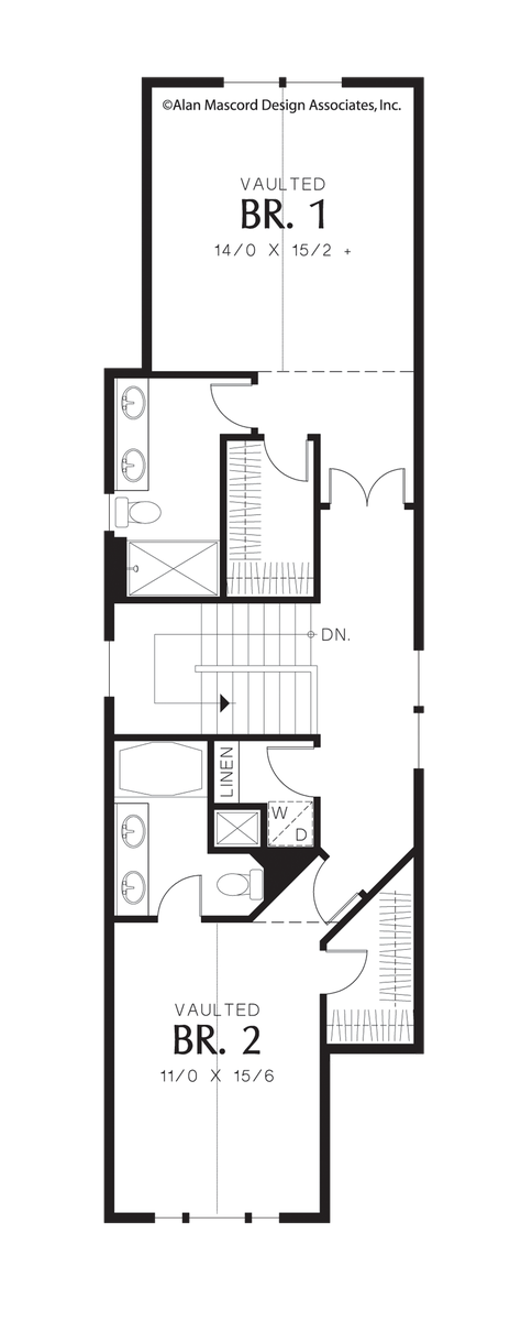 Upper Floor Plan for Mascord House Plan 21110 - The Gentry