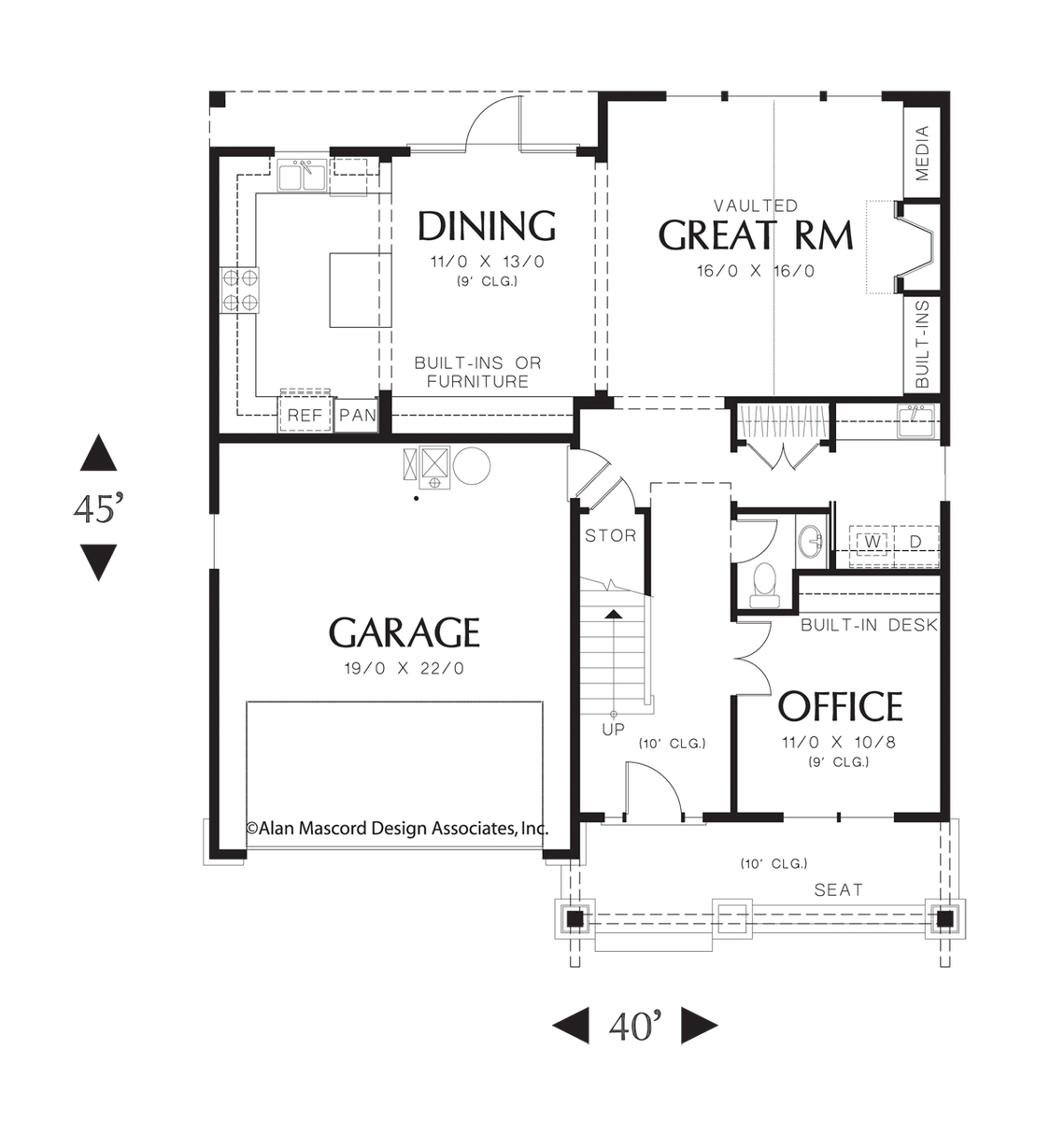 Main Floor Plan for Mascord House Plan 21111A - The Brentwood