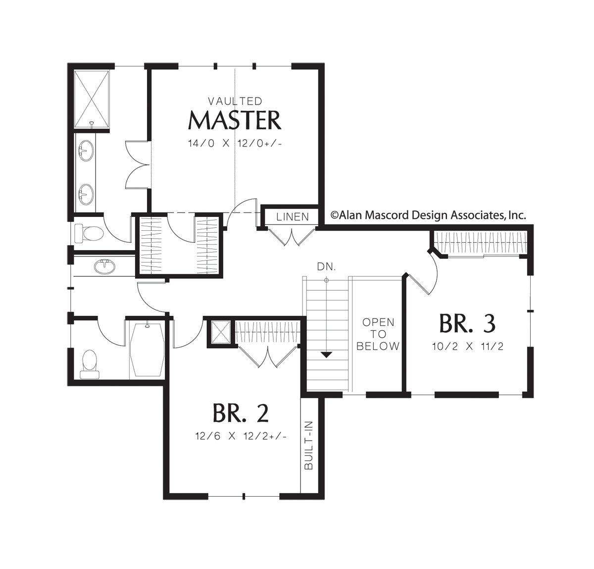 Upper Floor Plan for Mascord House Plan 21111A - The Brentwood