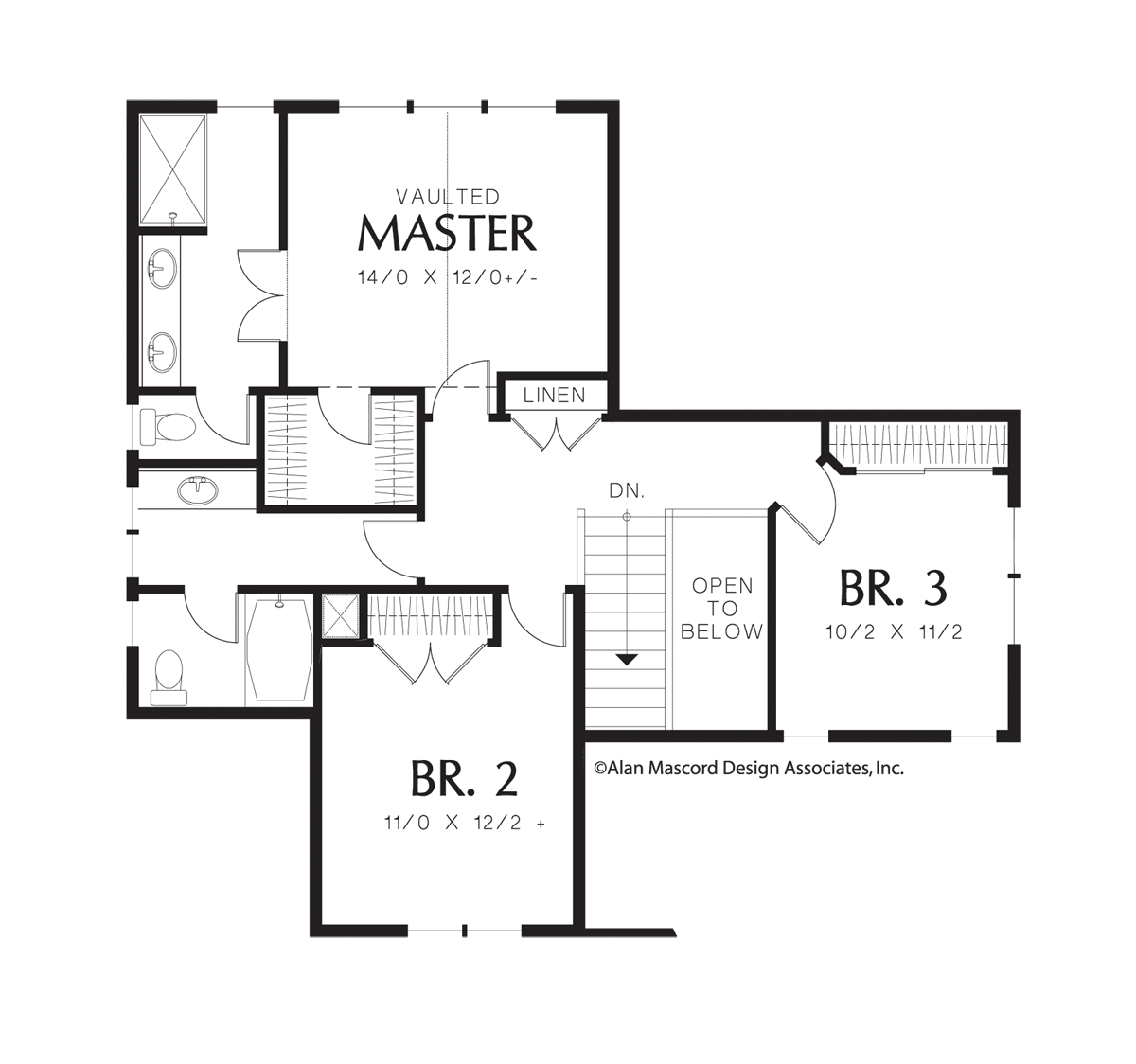 Upper Floor Plan for Mascord House Plan 21111 - The Brumley