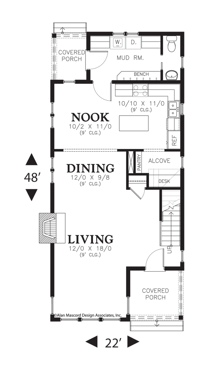 Main Floor Plan for Mascord House Plan 21116A - The Elsie