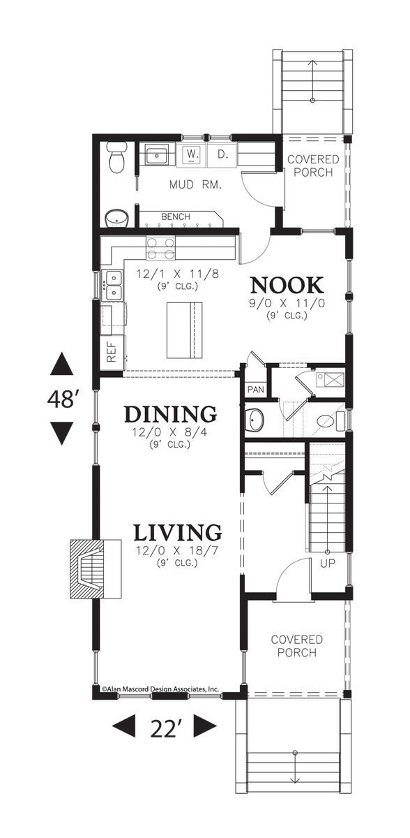 Main Floor Plan for Mascord House Plan 21116B - The Ashville