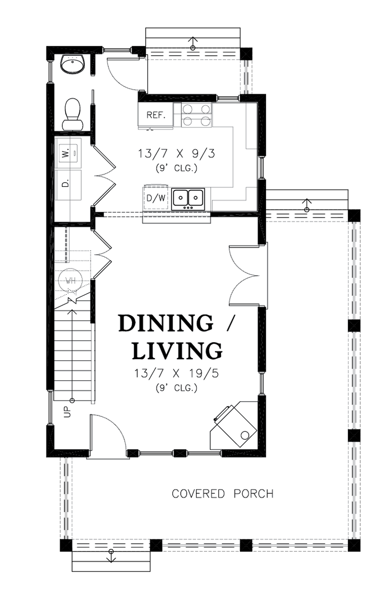 Main Floor Plan for Mascord House Plan 21117 - The Newport