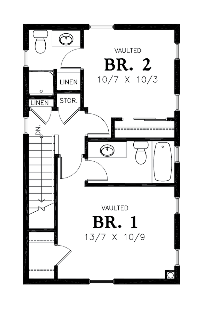 Upper Floor Plan for Mascord House Plan 21117 - The Newport