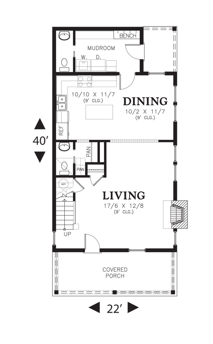 Main Floor Plan for Mascord House Plan 21118A - The Kayleigh