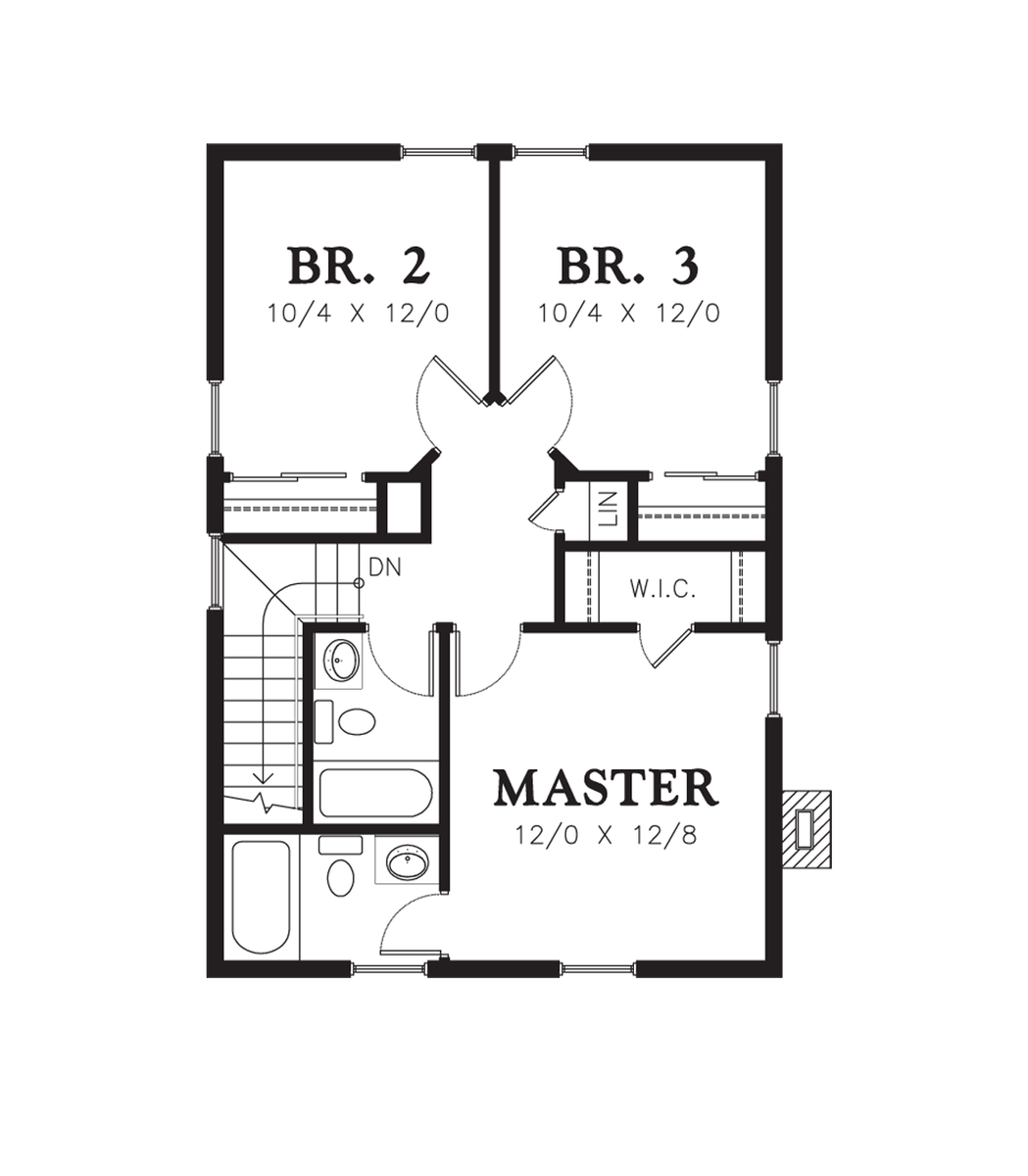 Upper Floor Plan for Mascord House Plan 21118A - The Kayleigh