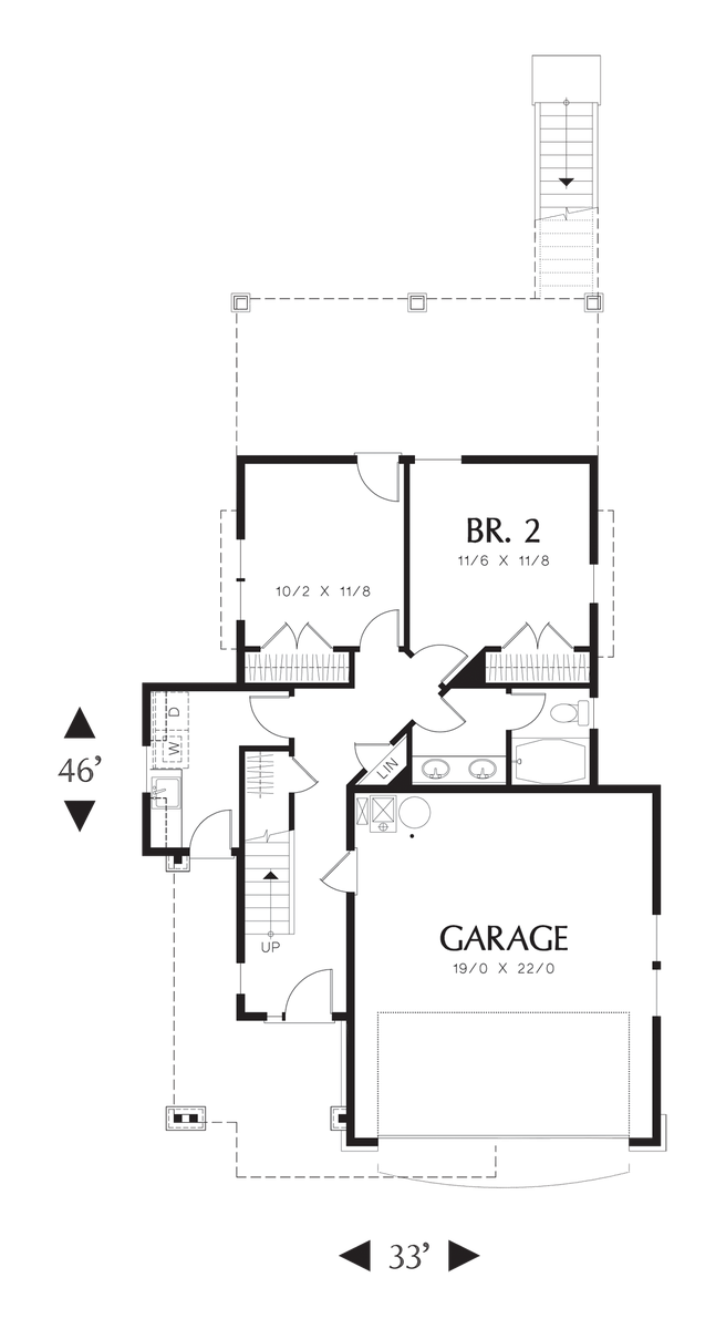 Main Floor Plan for Mascord House Plan 21120 - The Willowdale
