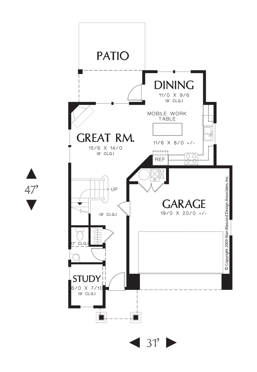 Main Floor Plan for Mascord House Plan 21124B - The Fernwood