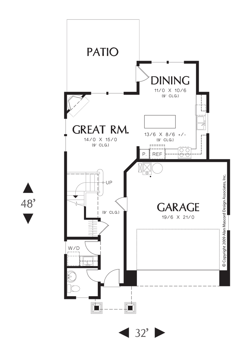 Main Floor Plan for Mascord House Plan 21124 - The Elkhead