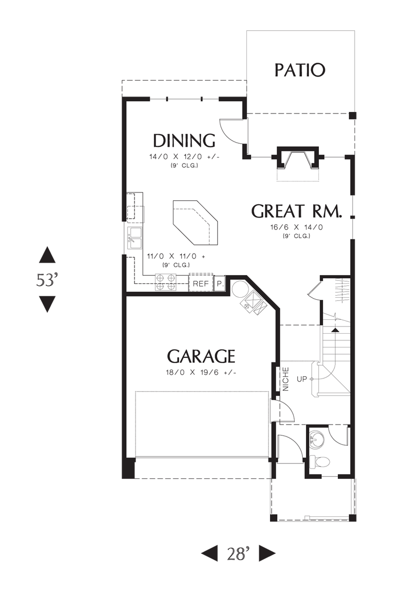 Main Floor Plan for Mascord House Plan 21136A - The Gloucester