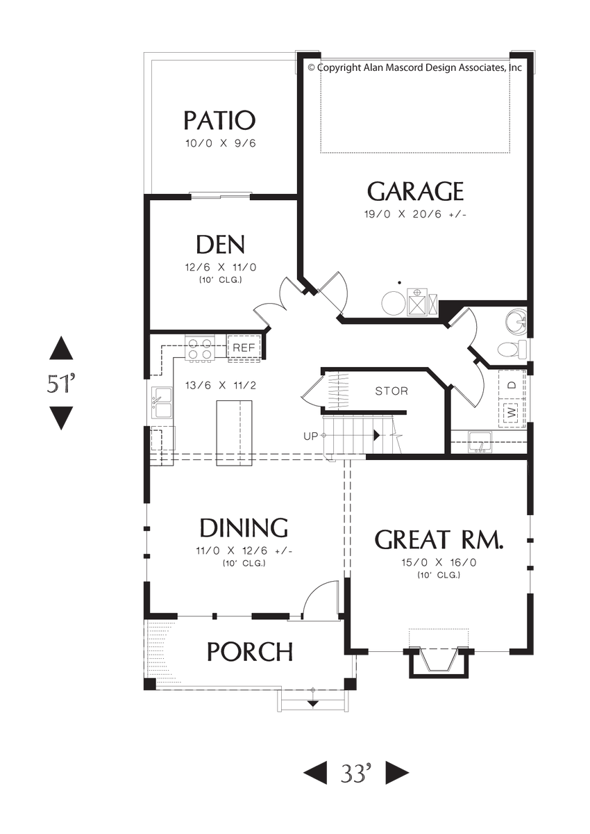 Main Floor Plan for Mascord House Plan 21139A - The Fountainview