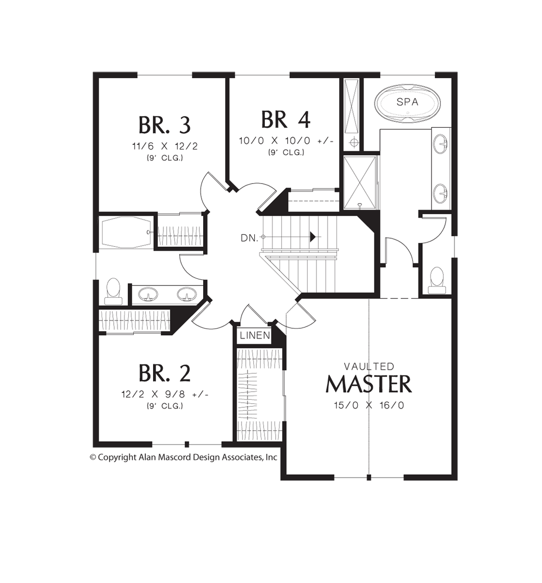 Upper Floor Plan for Mascord House Plan 21139A - The Fountainview