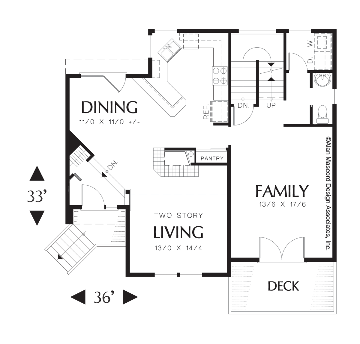 Main Floor Plan for Mascord House Plan 2113A - The Everett