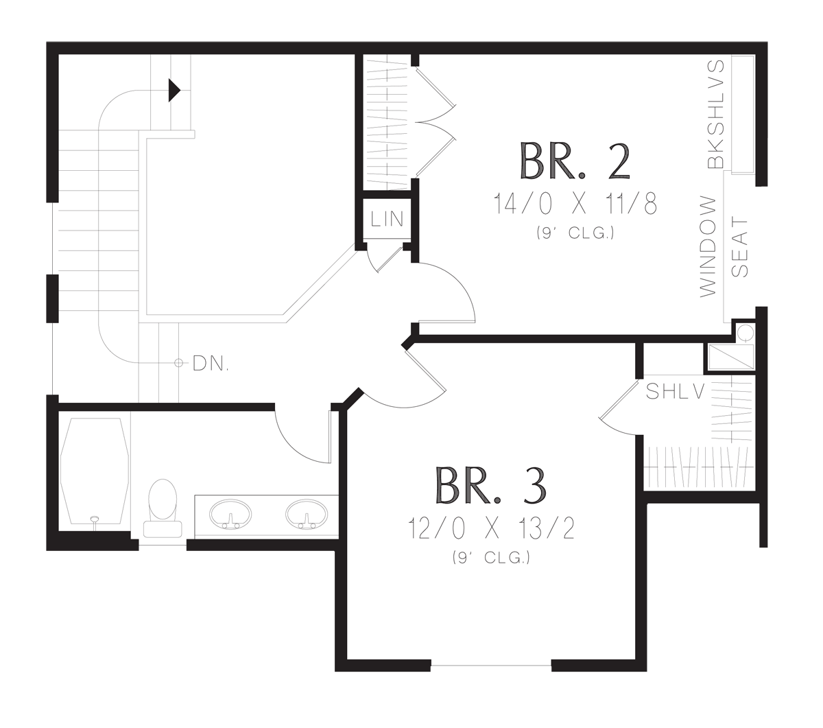 Upper Floor Plan for Mascord House Plan 21144 - The Barberton