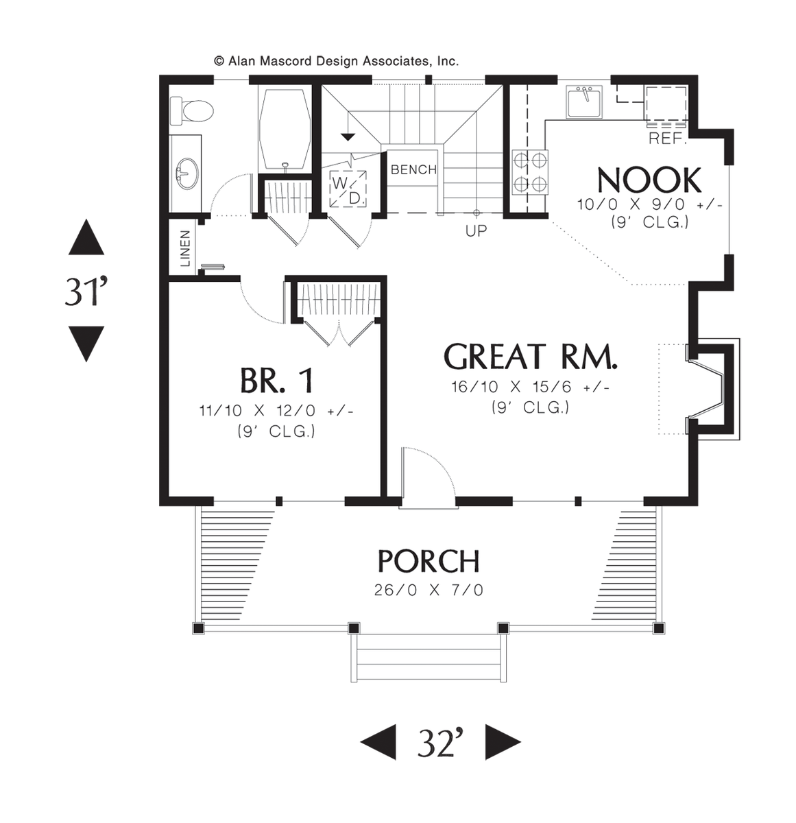 Main Floor Plan for Mascord House Plan 2115A - The Abbeville