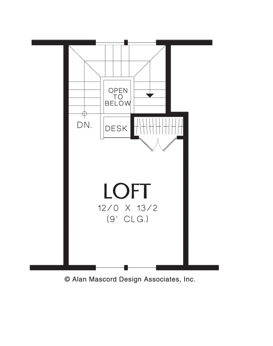 Upper Floor Plan for Mascord House Plan 2115A - The Abbeville