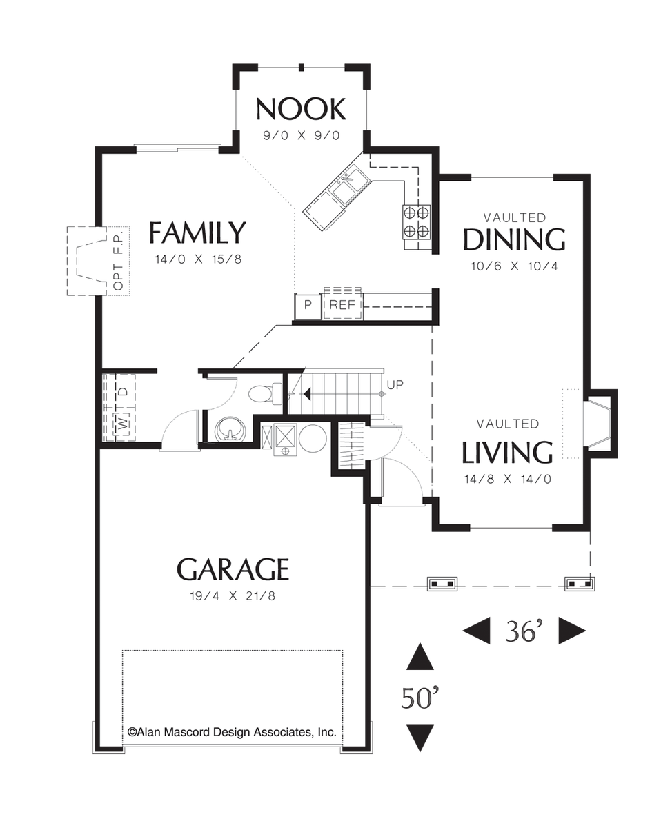 Main Floor Plan for Mascord House Plan 2116B - The Donovan