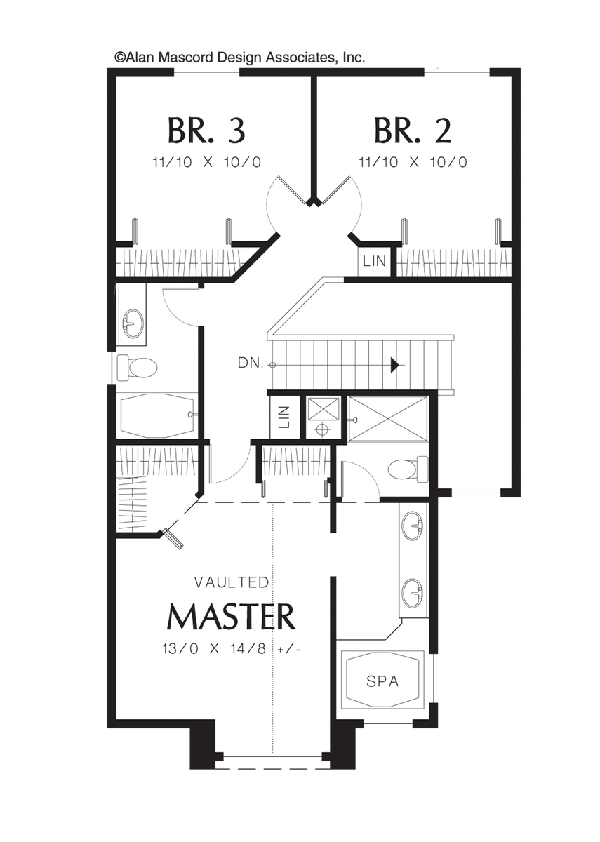 Upper Floor Plan for Mascord House Plan 2116B - The Donovan