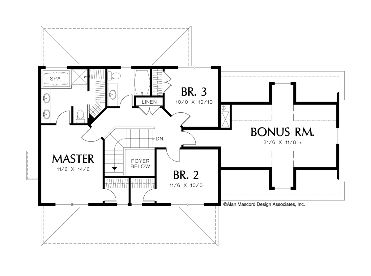 Upper Floor Plan for Mascord House Plan 2132H - The Mitchell