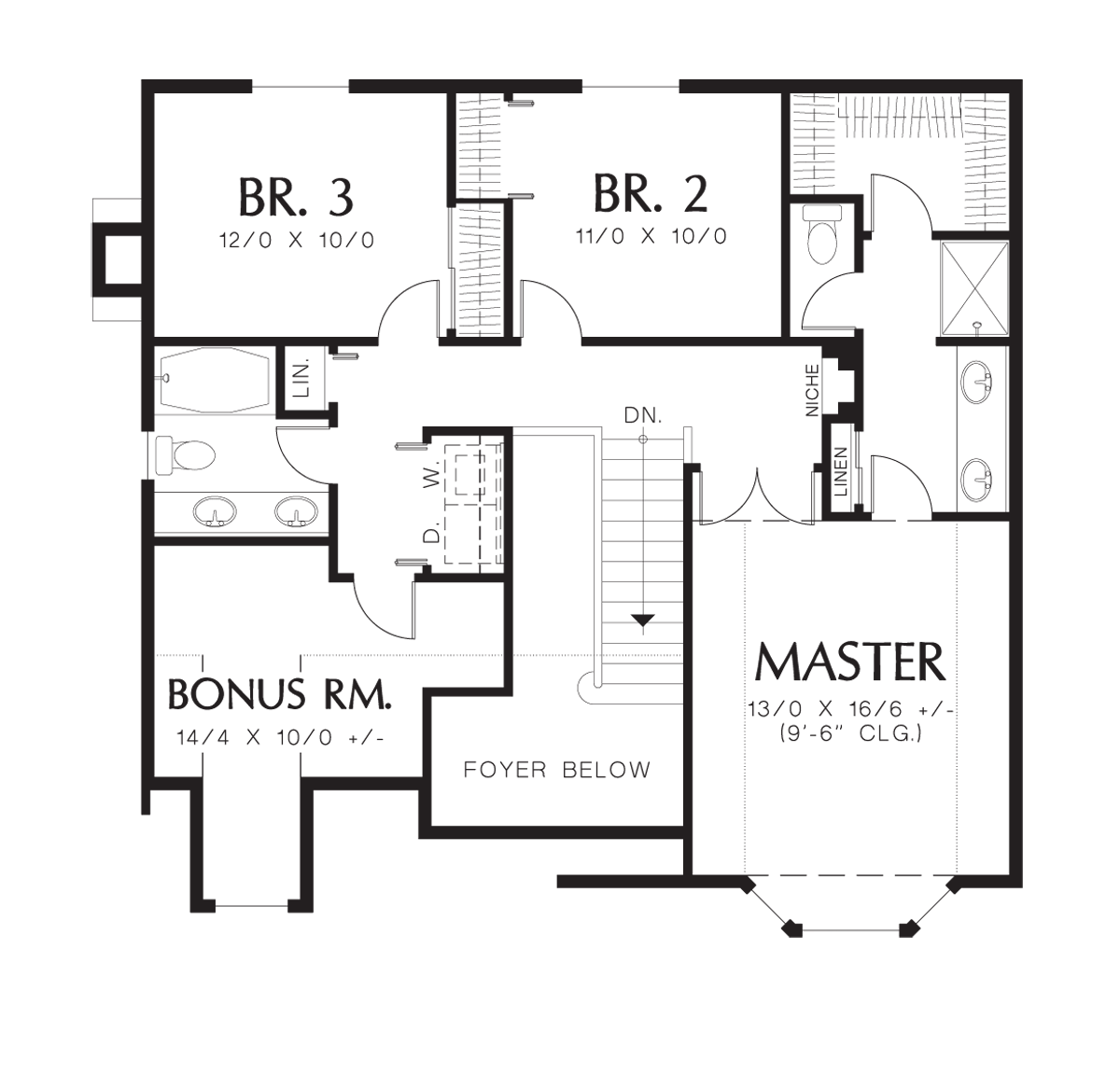 Upper Floor Plan for Mascord House Plan 2138 - The Stayton