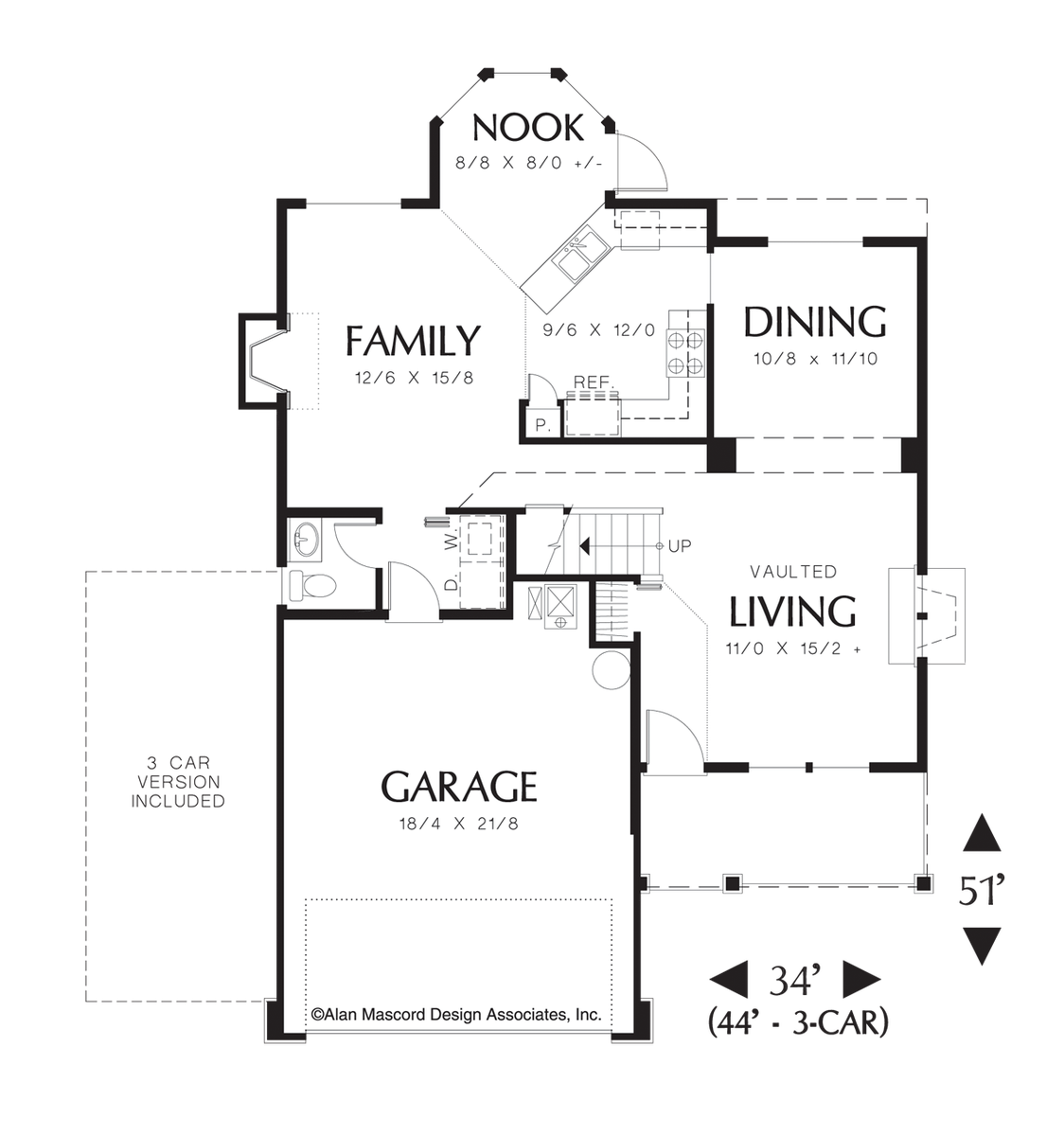 Main Floor Plan for Mascord House Plan 2146J - The Ashford