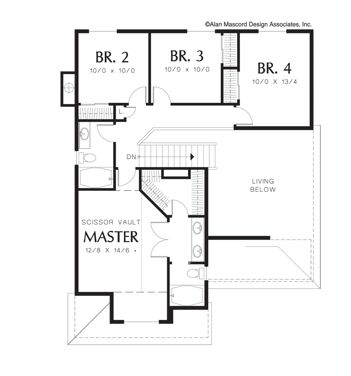 Upper Floor Plan for Mascord House Plan 2146J - The Ashford