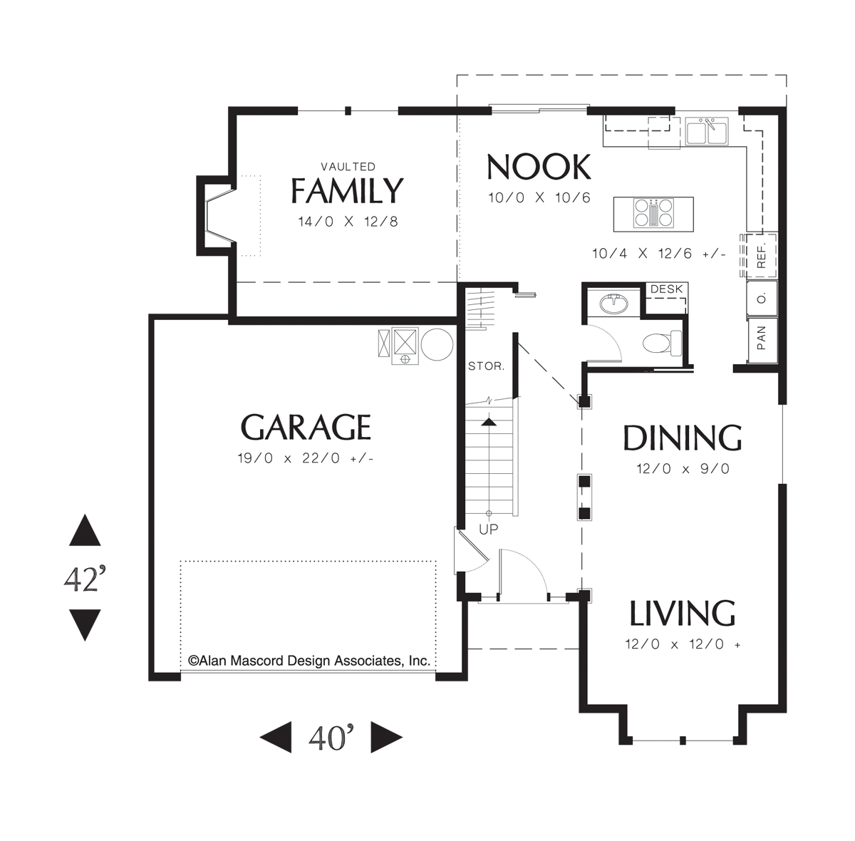 Main Floor Plan for Mascord House Plan 2152 - The Charleston