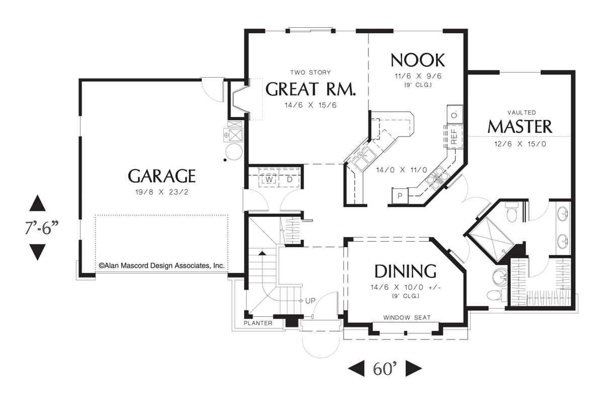 Main Floor Plan for Mascord House Plan 2156A - The Winslet